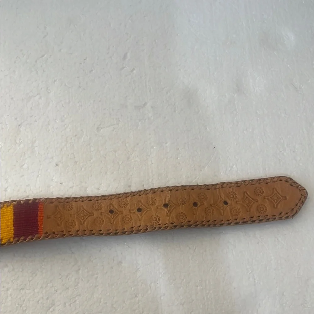 Vintage Handcrafted Multicolor Patterned Leather Guatamalan Belt size 30 unisex